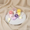 Colorful cartoon mini handheld charging fan with cat, peach, dog and pear patterns, three-speed wind power USB charging details Picture